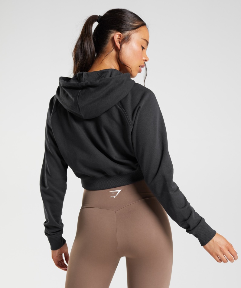 Gymshark Trening Cropped Hettegenser Svarte Kvinner