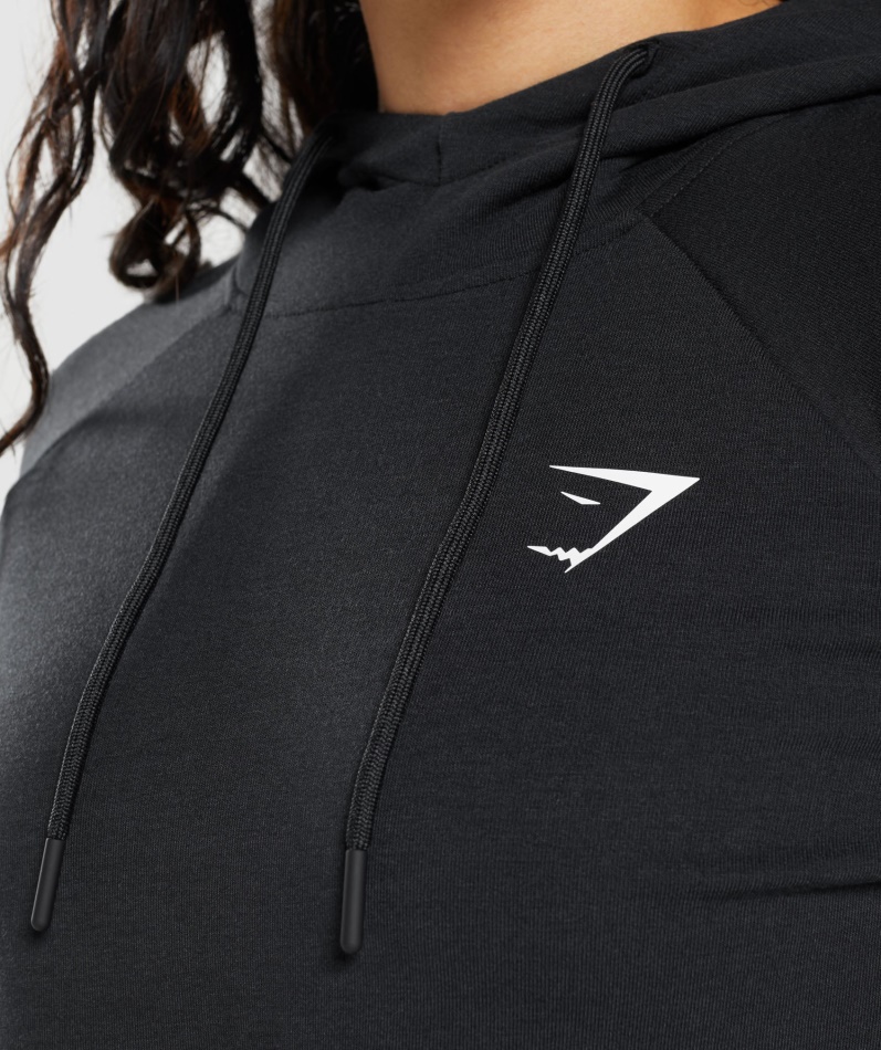 Gymshark Trening Cropped Hettegenser Svart