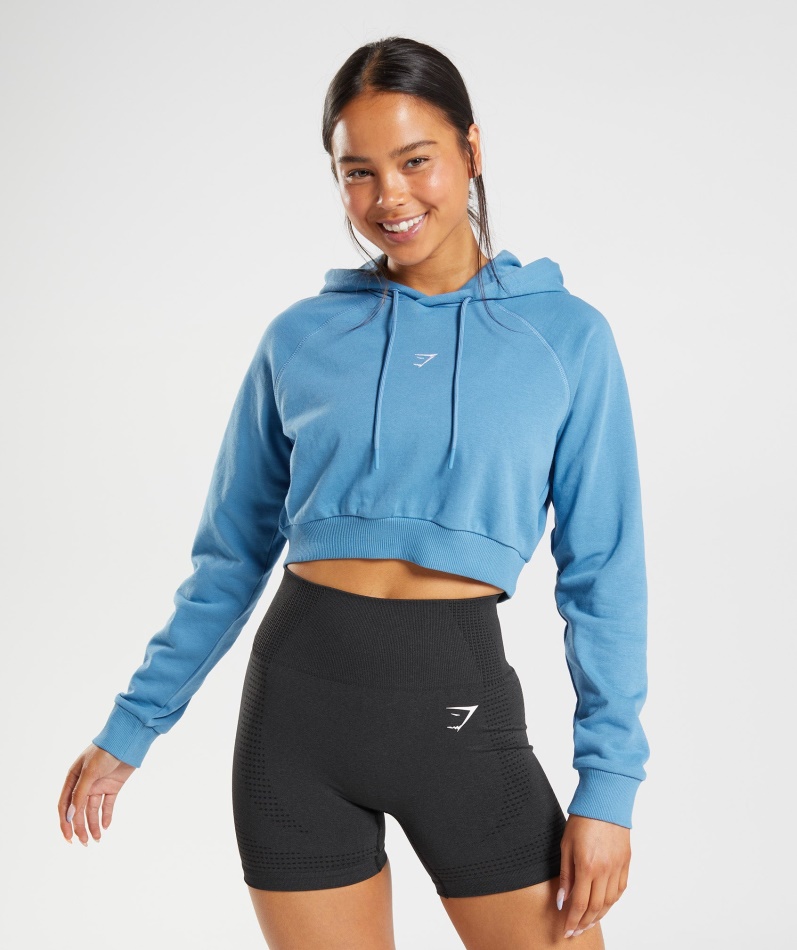 Gymshark Trening Cropped Hettegenser Kystblå