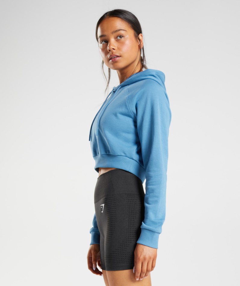 Gymshark Trening Cropped Hettegenser Kystblå