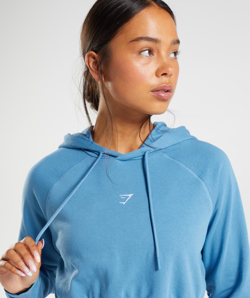 Gymshark Trening Cropped Hettegenser Kystblå