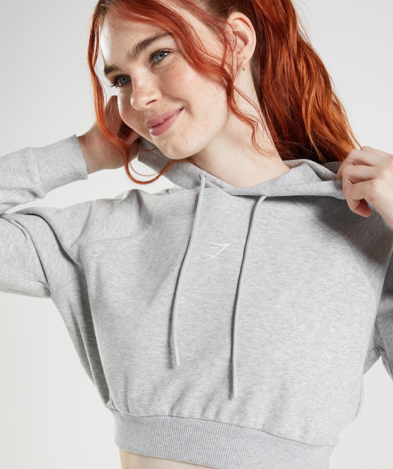 Gymshark Trening Cropped Hettegenser Lys Grå Kjernemergel
