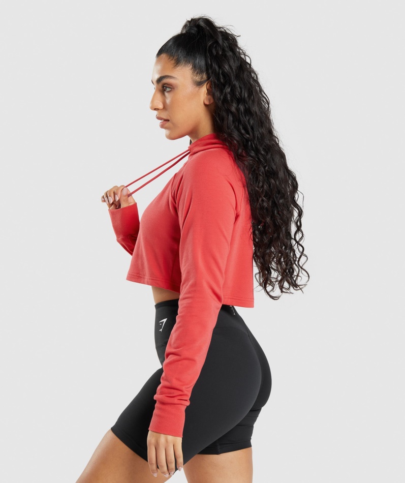 Gymshark Trening Cropped Hettegenser Rubinrød