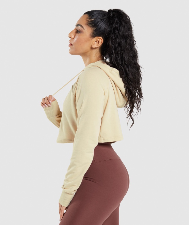 Gymshark Trening Cropped Hettegenser Vaniljebrun