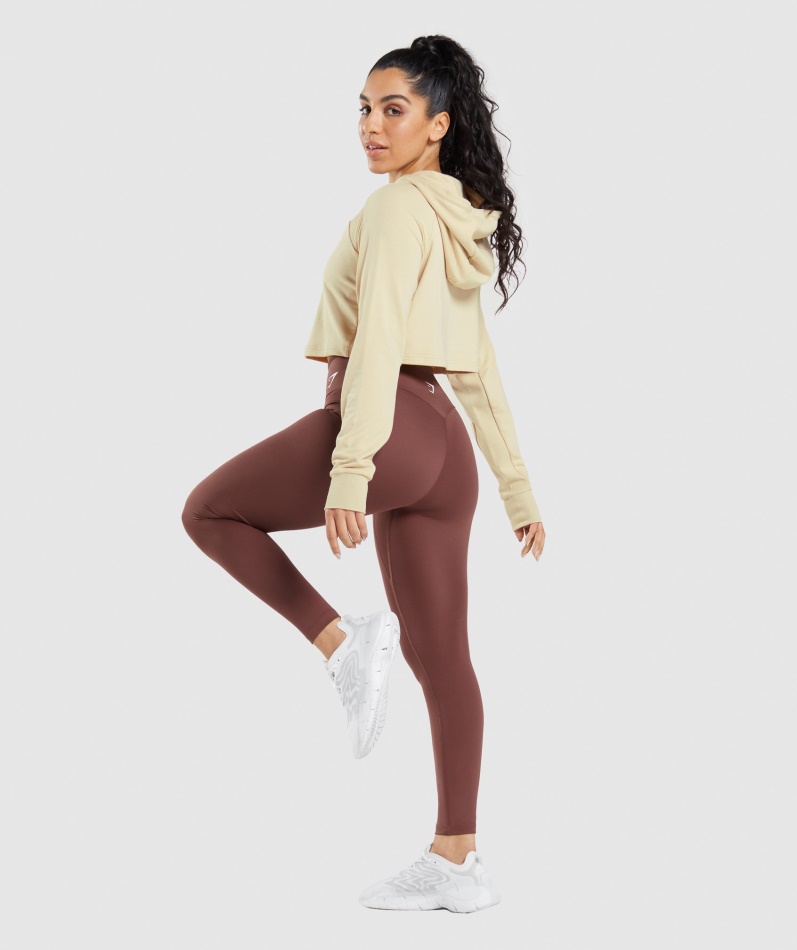 Gymshark Trening Cropped Hettegenser Vaniljebrun