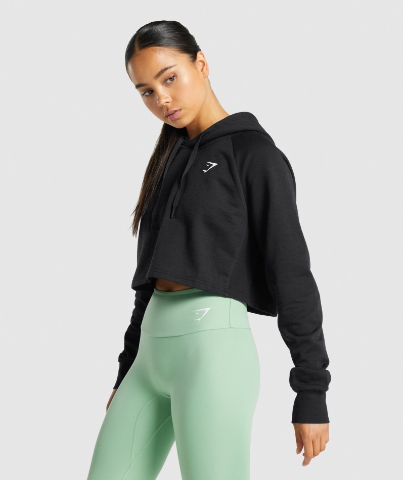 Gymshark Trening Cropped Hettegenser Kvinner Svart