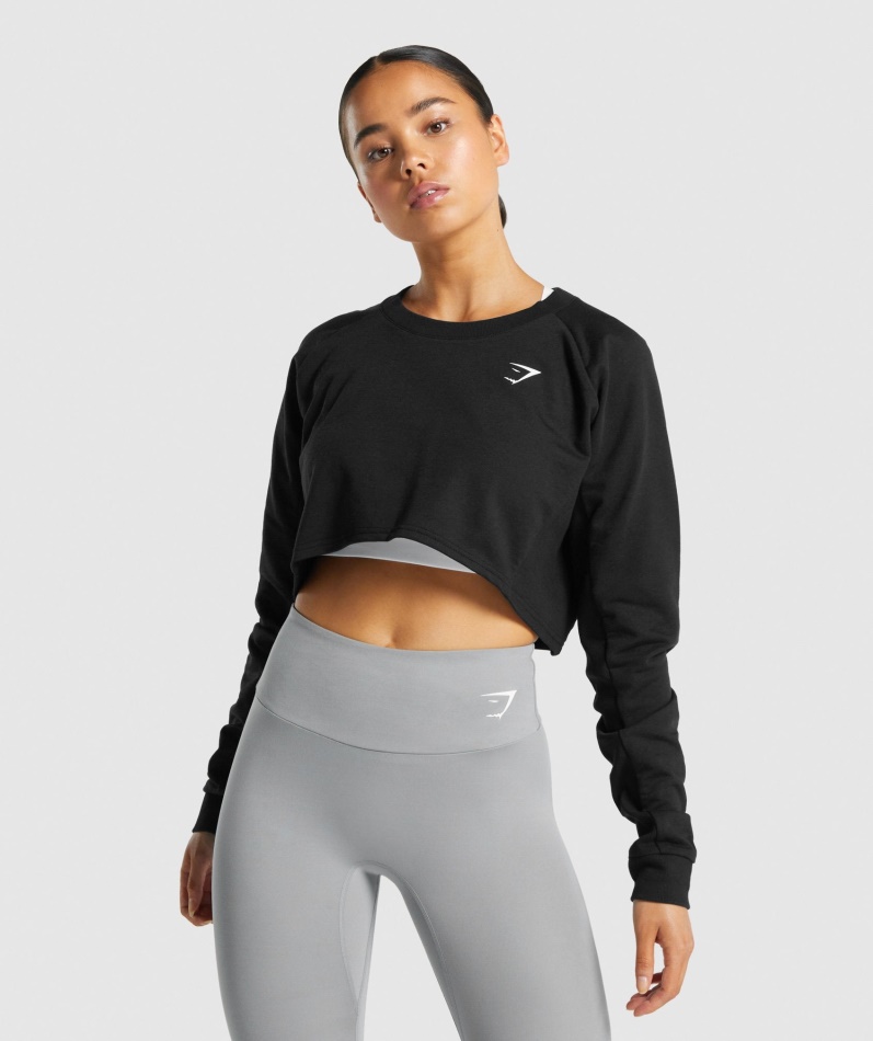 Gymshark Trening Beskåret Genser Svarte Kvinner