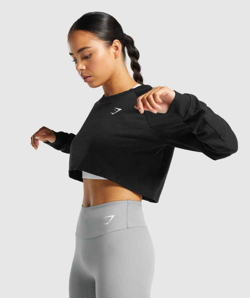 Gymshark Trening Beskåret Genser Svarte Kvinner