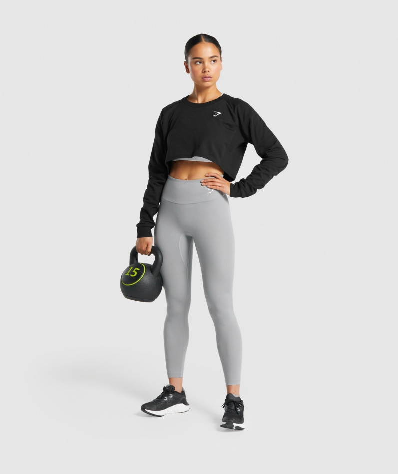 Gymshark Trening Beskåret Genser Svarte Kvinner