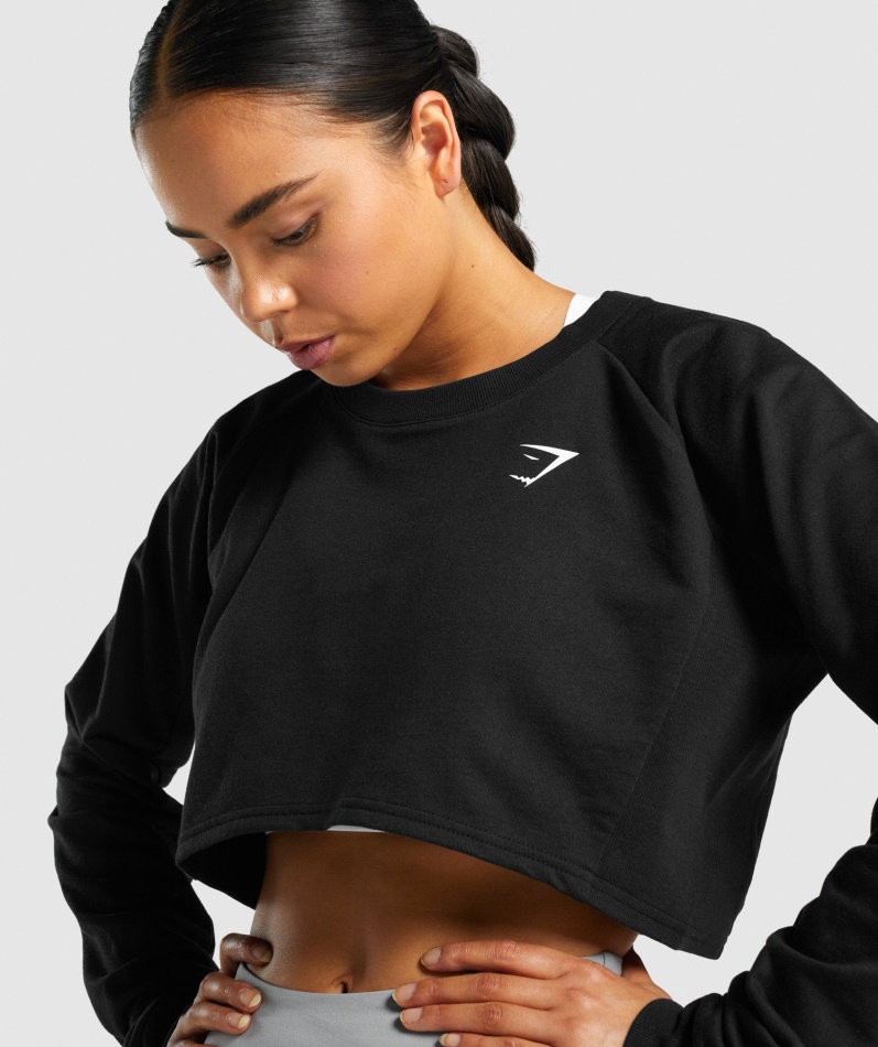 Gymshark Trening Beskåret Genser Svarte Kvinner