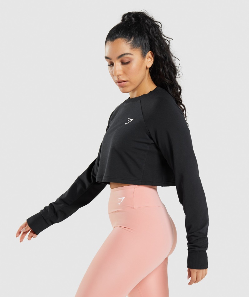 Gymshark Trening Cropped Genser Svart