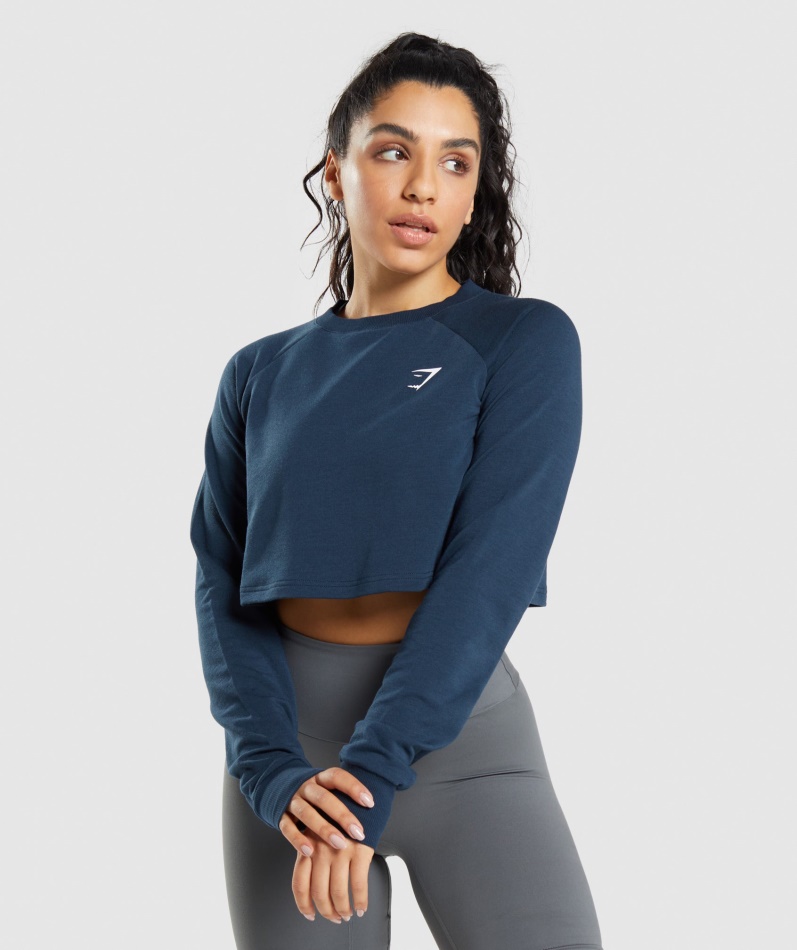 Gymshark Trening Cropped Genser Marine