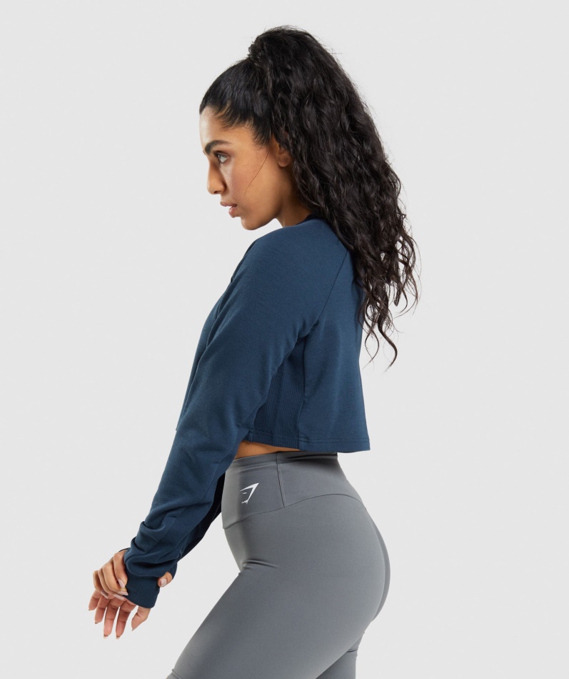 Gymshark Trening Cropped Genser Marine
