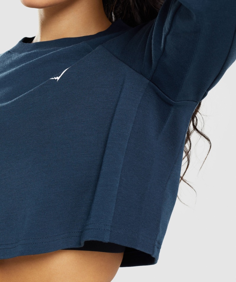 Gymshark Trening Cropped Genser Marine