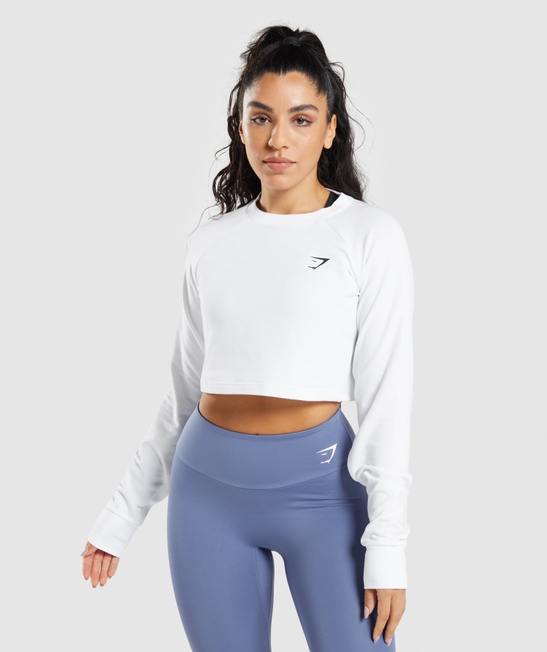 Gymshark Trening Cropped Genser Hvit