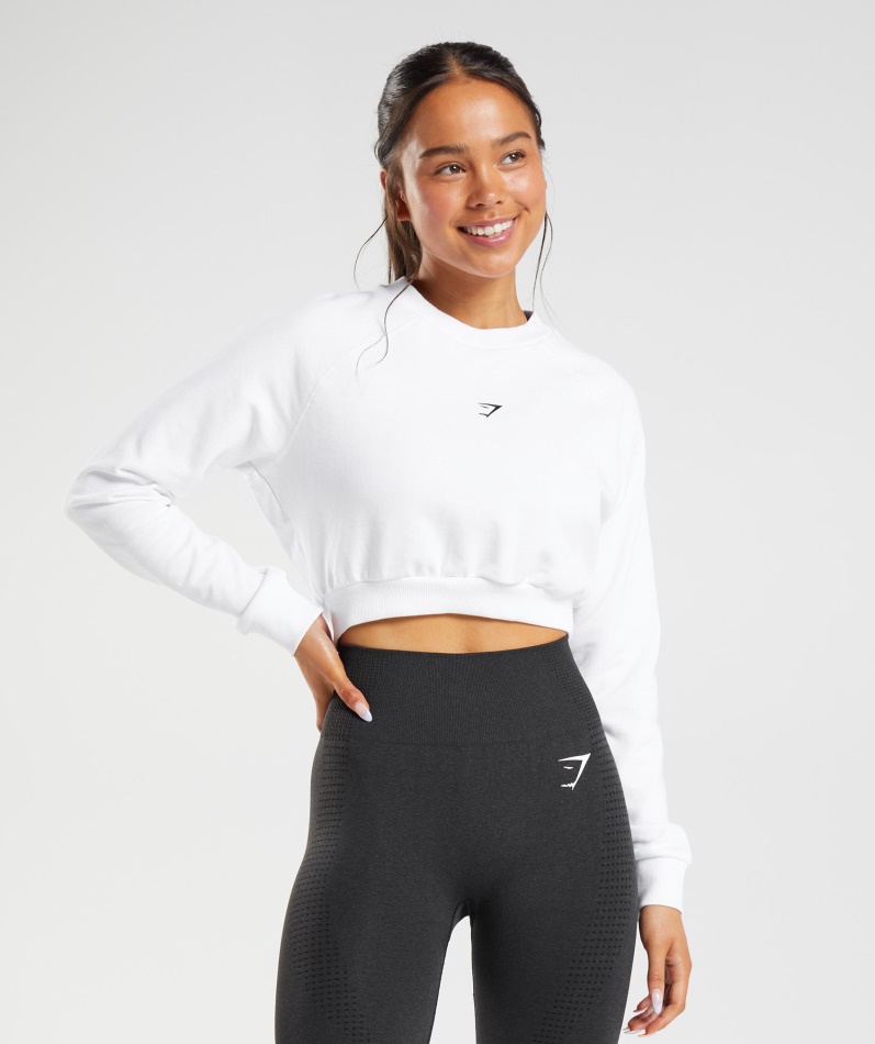 Gymshark Trening Cropped Genser Kvinner Hvit