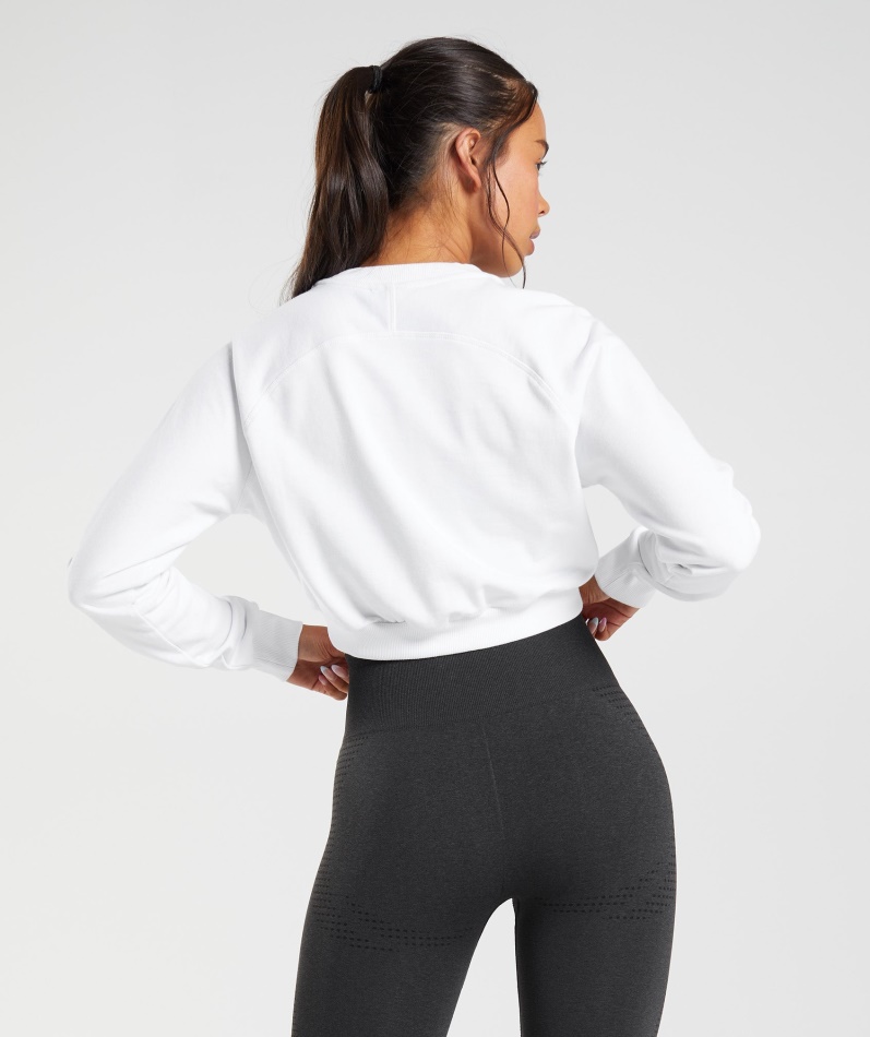 Gymshark Trening Cropped Genser Kvinner Hvit