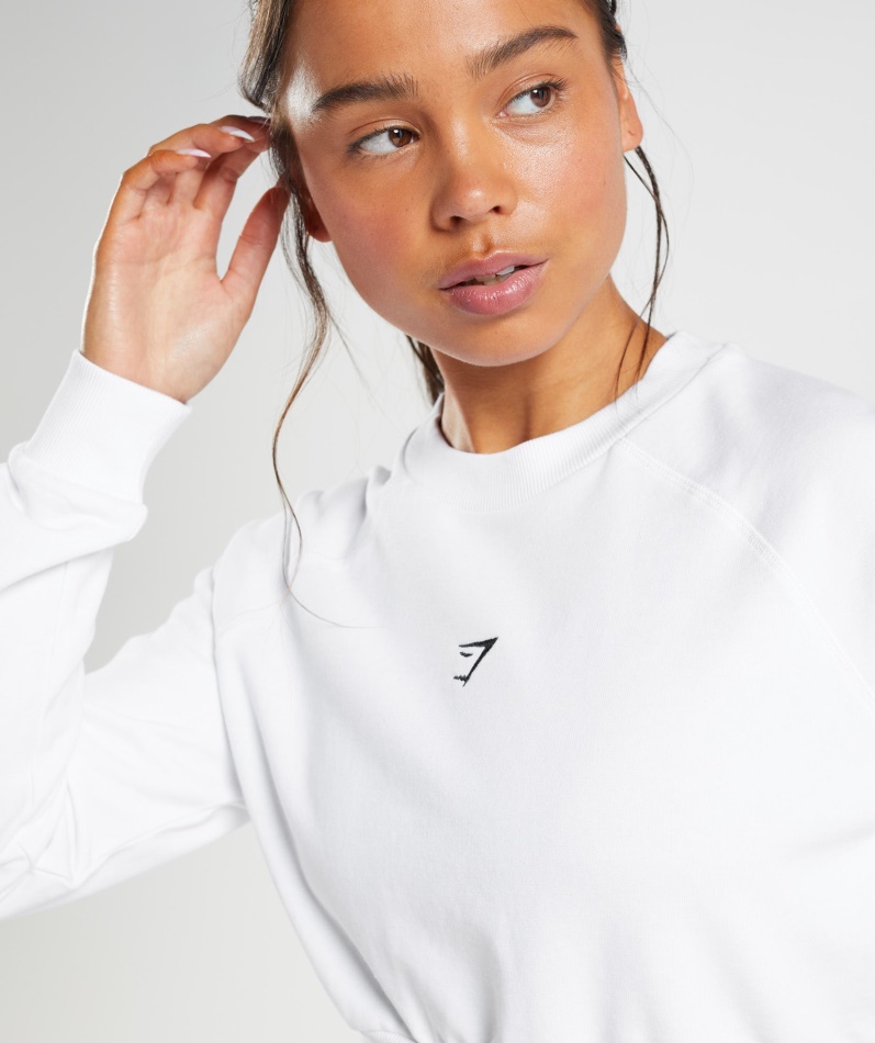 Gymshark Trening Cropped Genser Kvinner Hvit