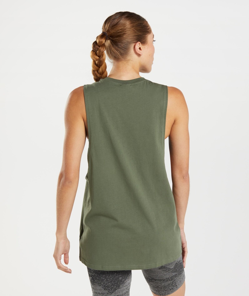 Gymshark Trening Drop Arm Tank Kjerne Oliven