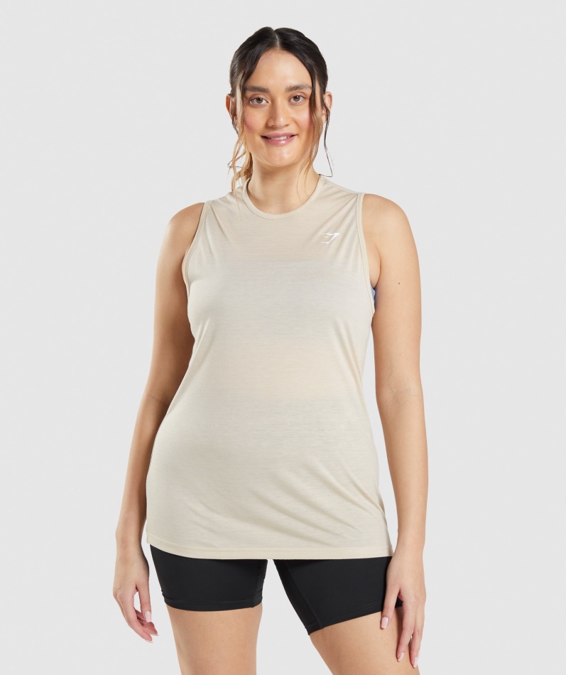 Gymshark Trening Drop Arm Tank Vaniljebrun