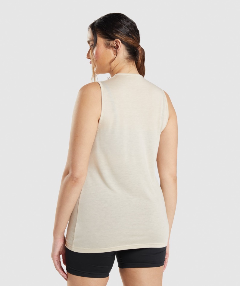Gymshark Trening Drop Arm Tank Vaniljebrun