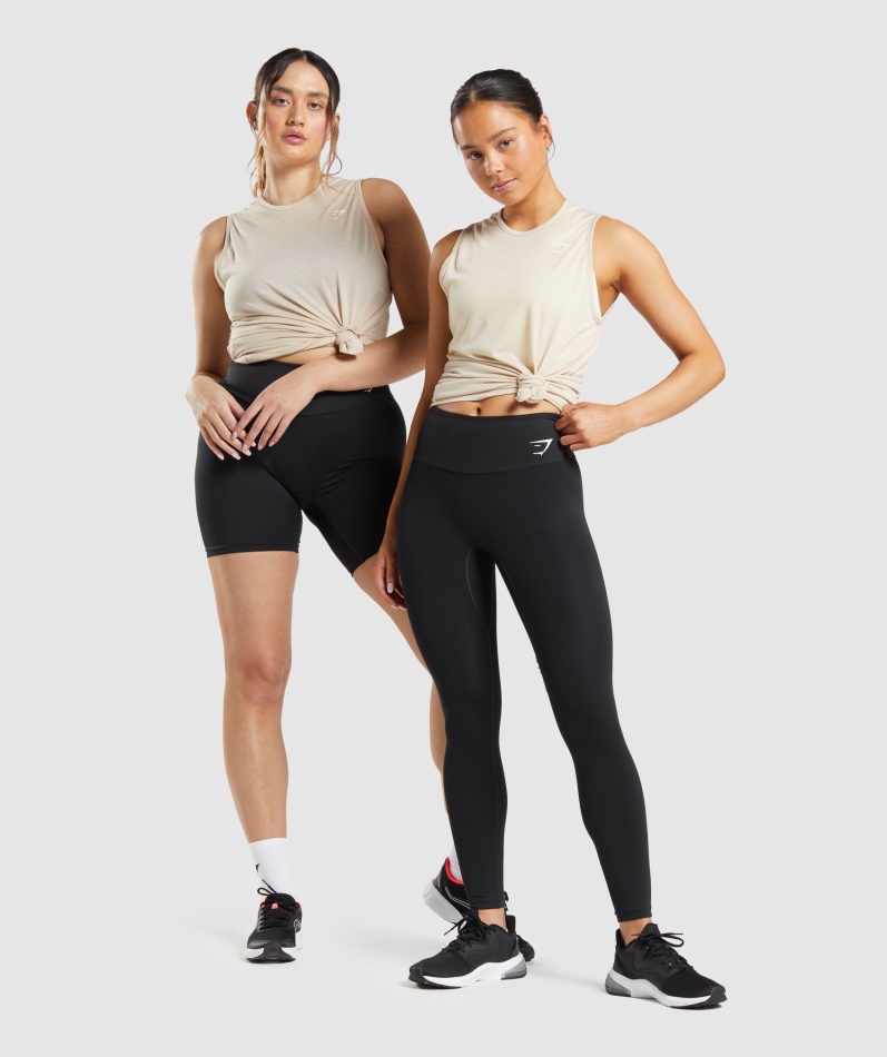 Gymshark Trening Drop Arm Tank Vaniljebrun