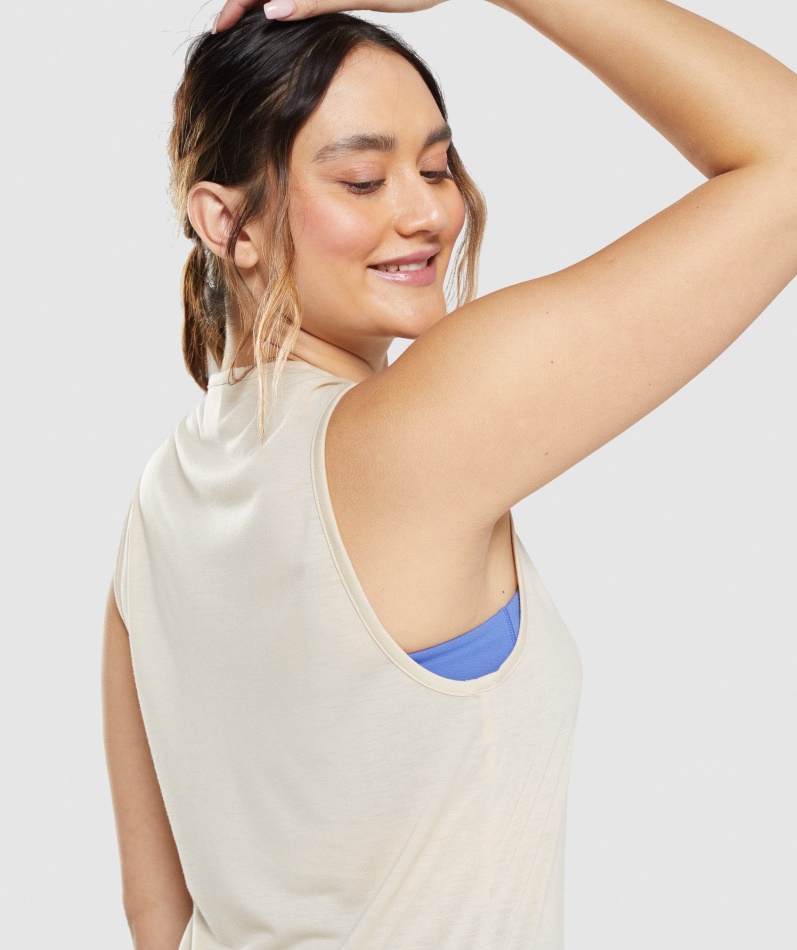 Gymshark Trening Drop Arm Tank Vaniljebrun