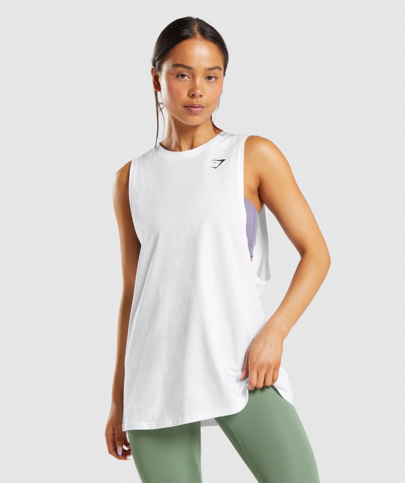 Gymshark Trening Drop Arm Tank Hvit