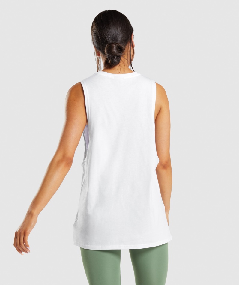 Gymshark Trening Drop Arm Tank Hvit