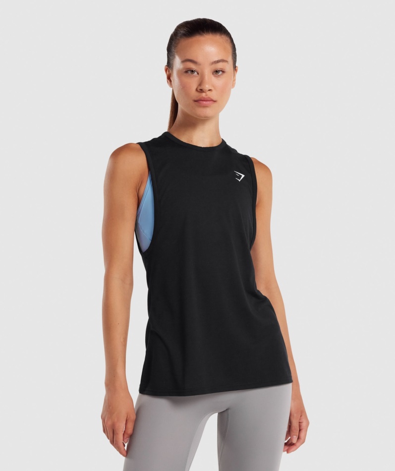 Gymshark Trening Drop Arm Tank Kvinner Svart