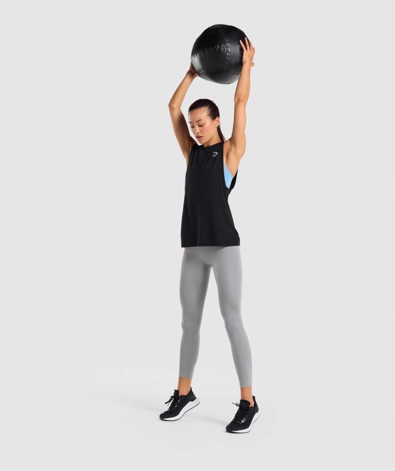 Gymshark Trening Drop Arm Tank Kvinner Svart