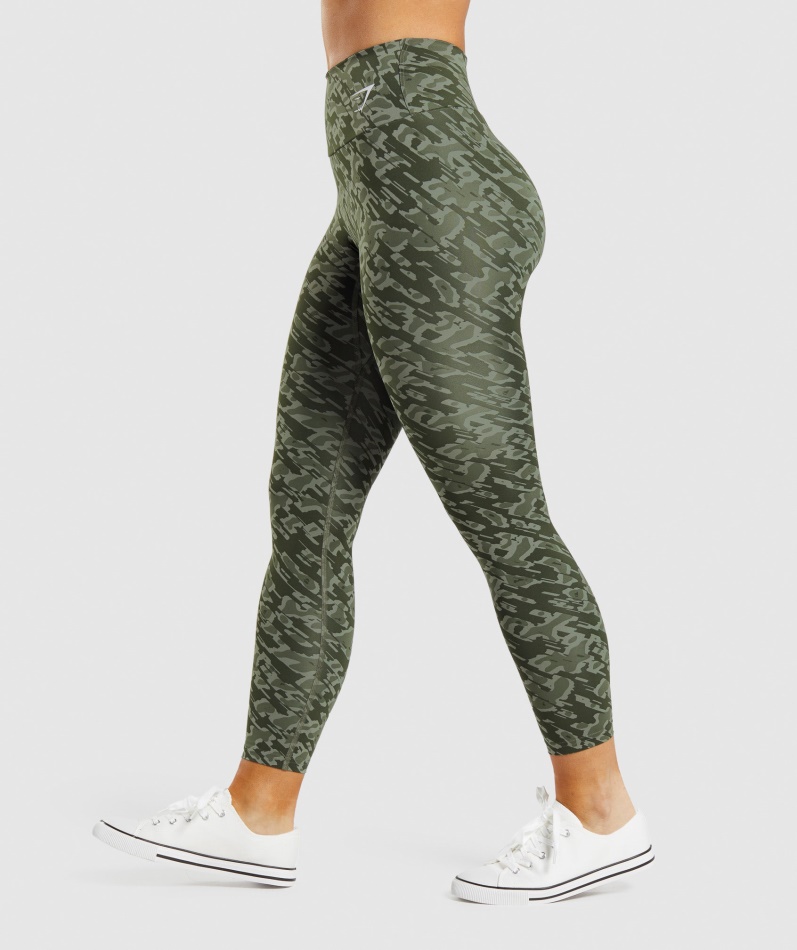 Gymshark Treningsleggings Grønt Trykk