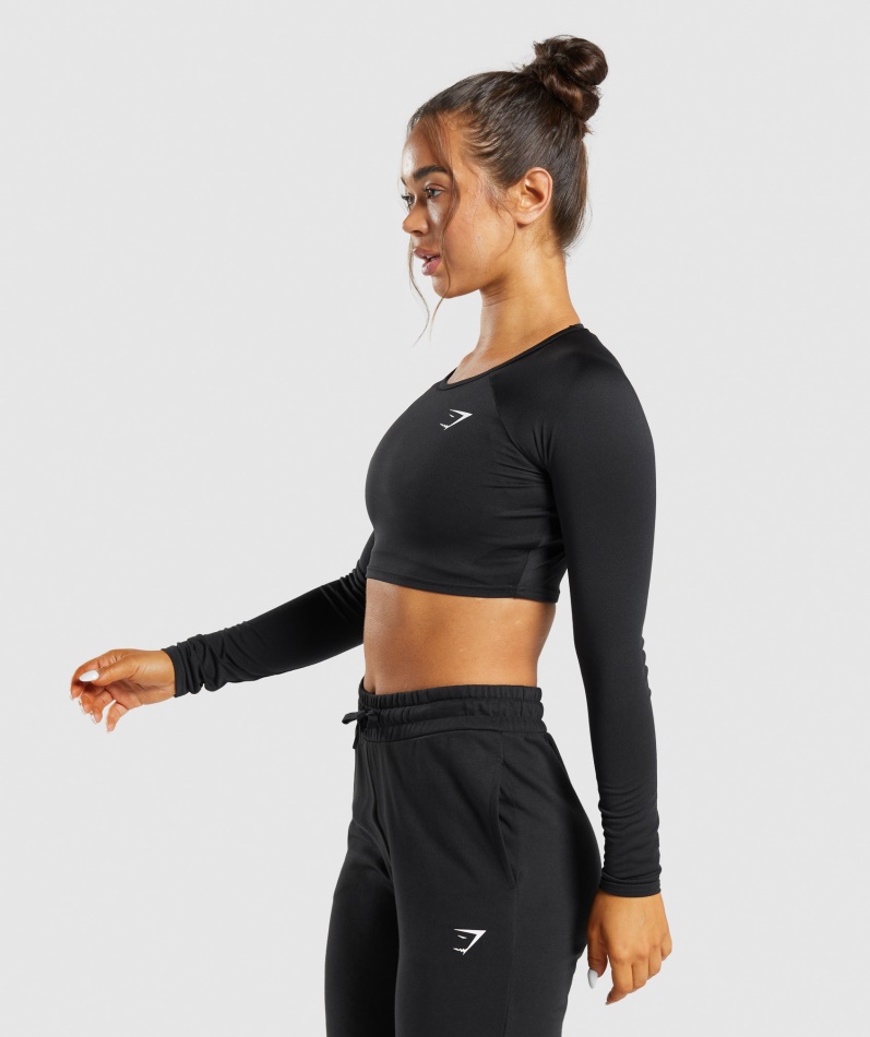Gymshark Trening Langermet Crop Top Svart