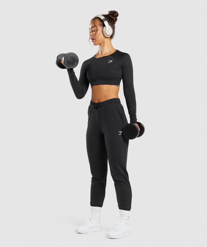Gymshark Trening Langermet Crop Top Svart