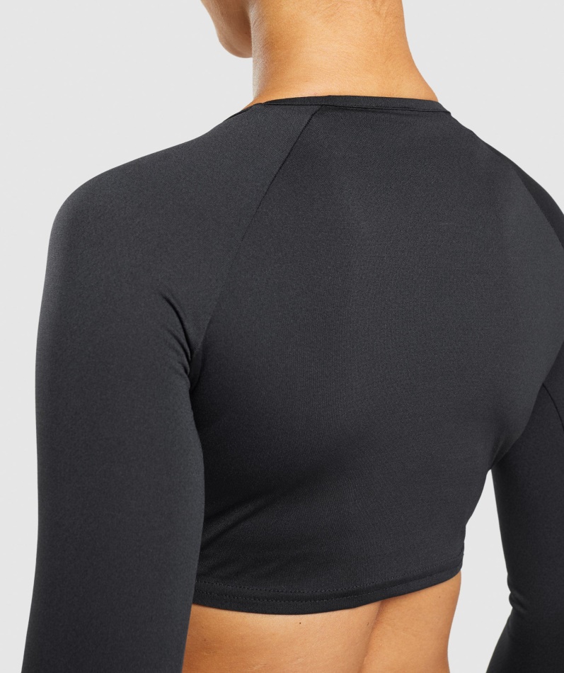 Gymshark Trening Langermet Crop Top Svart