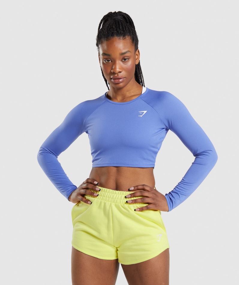 Gymshark Trening Langermet Crop Top Domstol Blå