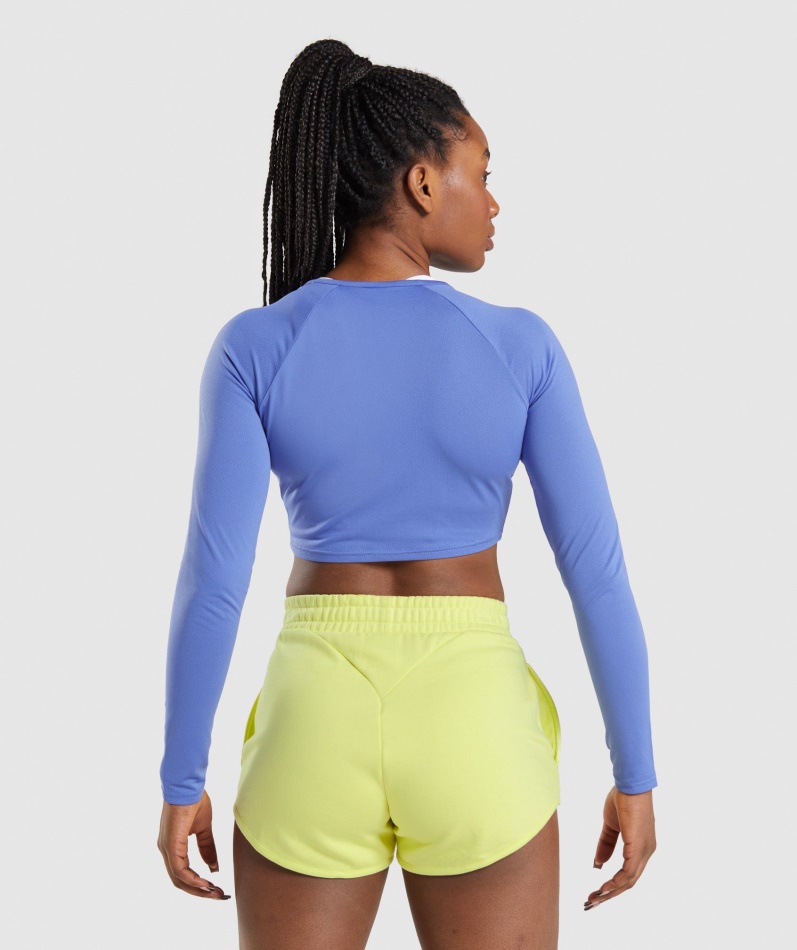 Gymshark Trening Langermet Crop Top Domstol Blå