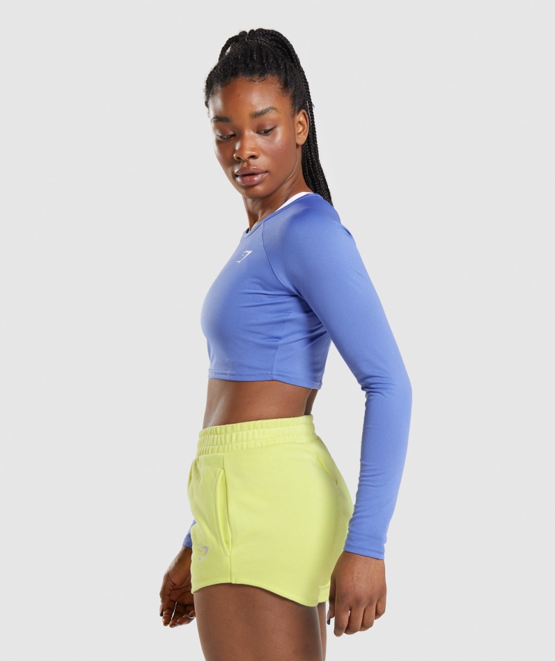Gymshark Trening Langermet Crop Top Domstol Blå