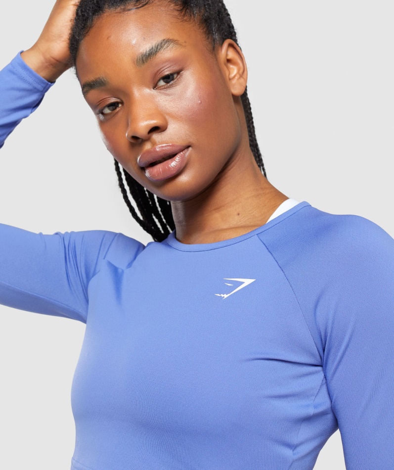 Gymshark Trening Langermet Crop Top Domstol Blå