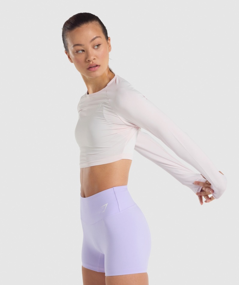 Gymshark Trening Langermet Crop Top Krem