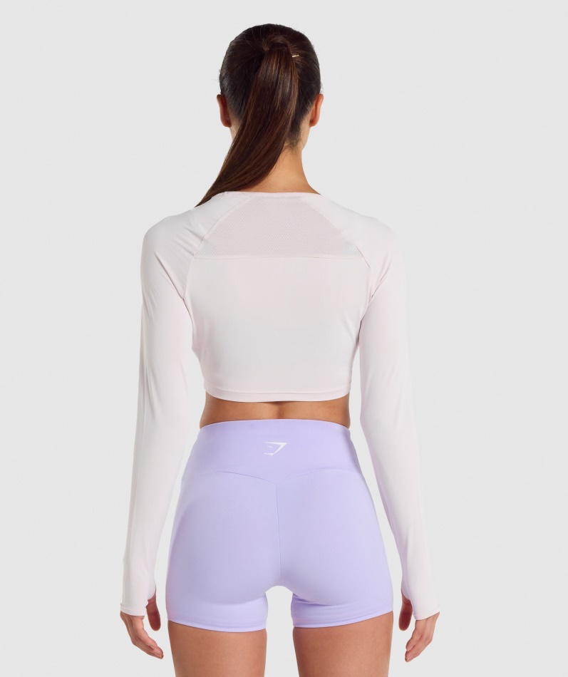 Gymshark Trening Langermet Crop Top Krem
