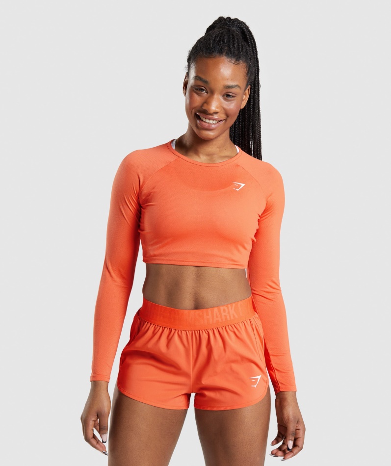 Gymshark Trening Langermet Crop Top Papaya Oransje
