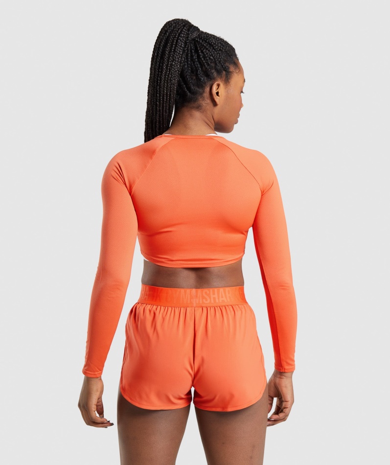 Gymshark Trening Langermet Crop Top Papaya Oransje