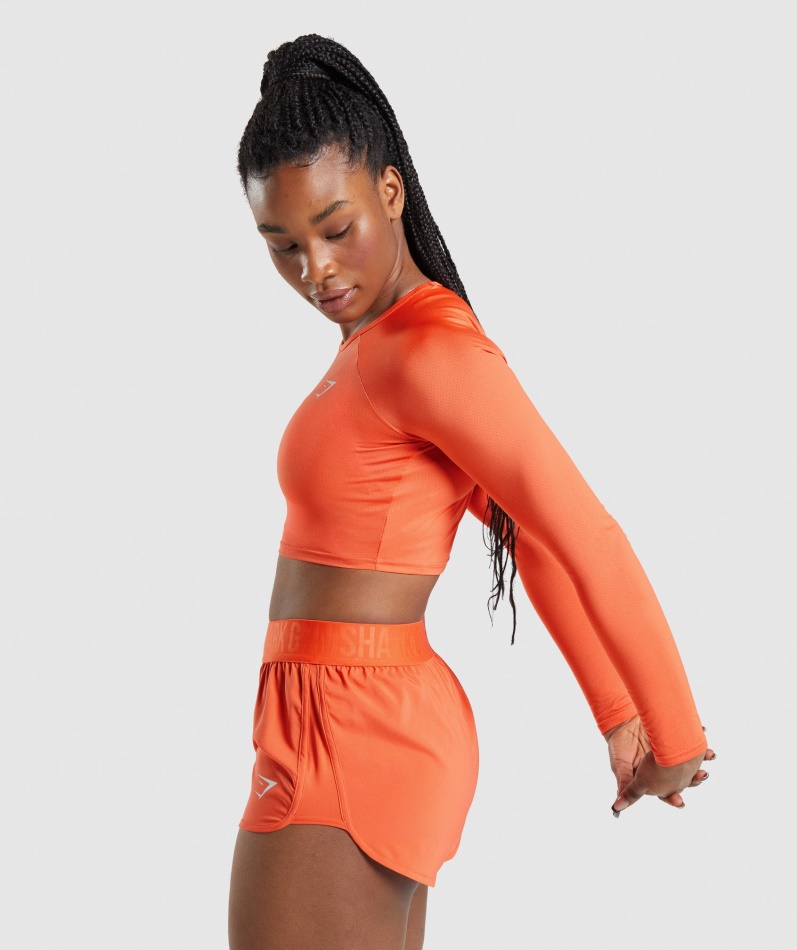 Gymshark Trening Langermet Crop Top Papaya Oransje