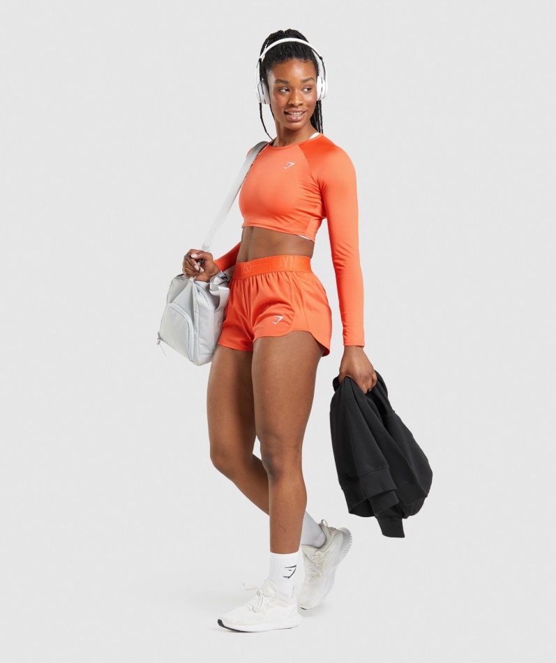 Gymshark Trening Langermet Crop Top Papaya Oransje