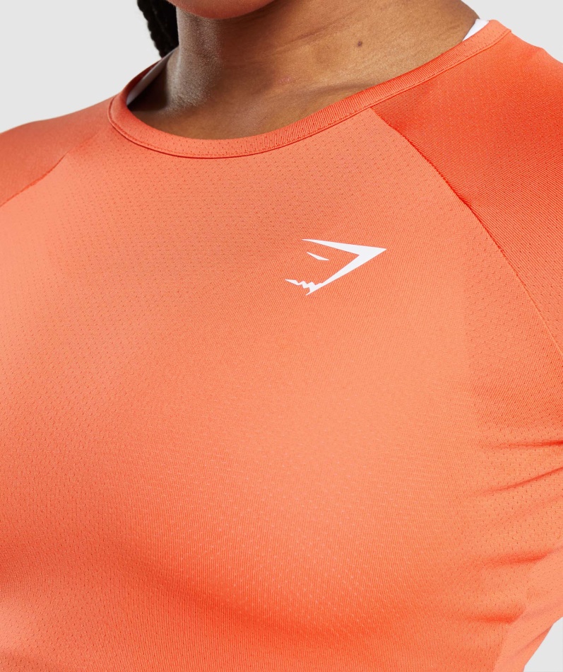 Gymshark Trening Langermet Crop Top Papaya Oransje