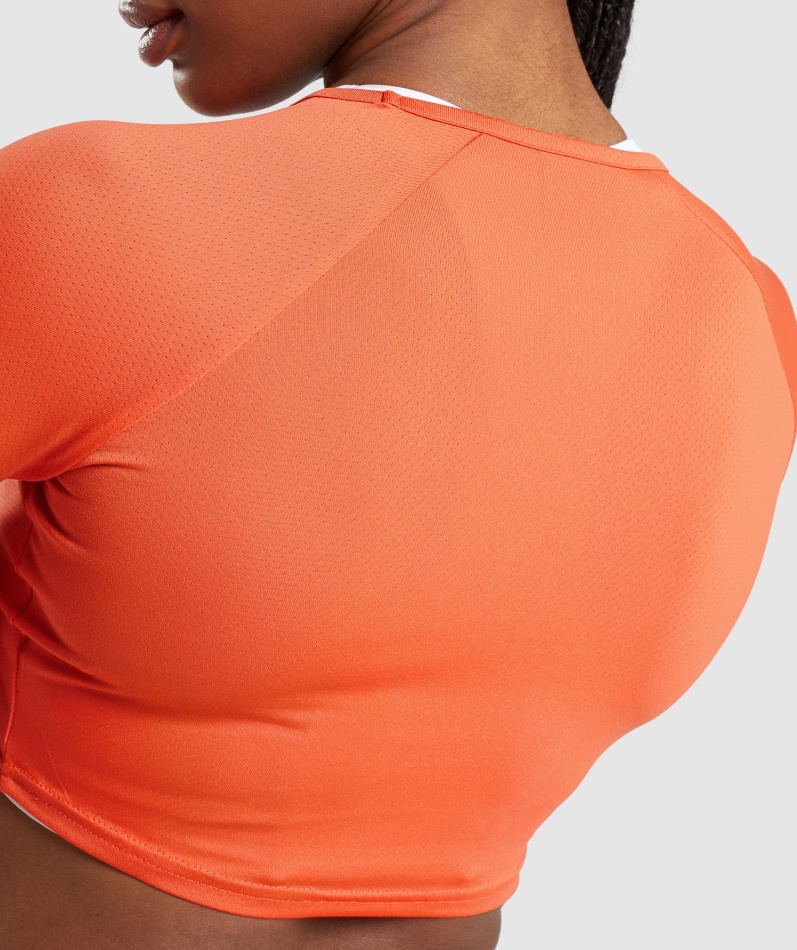 Gymshark Trening Langermet Crop Top Papaya Oransje