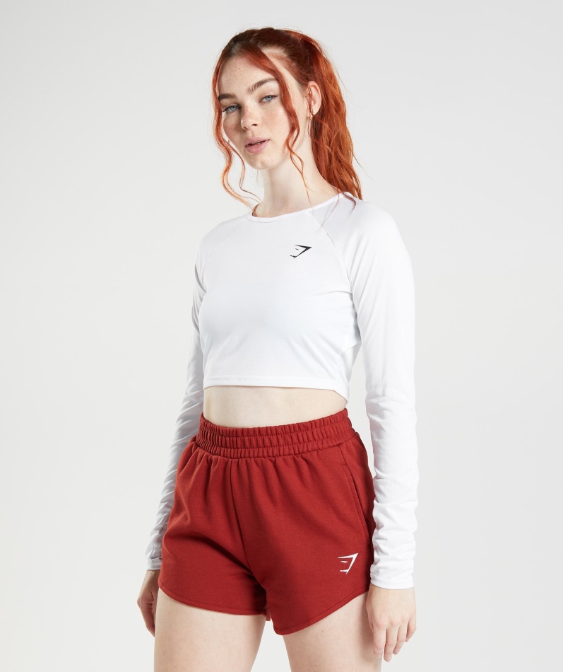 Gymshark Trening Langermet Crop Top Hvit