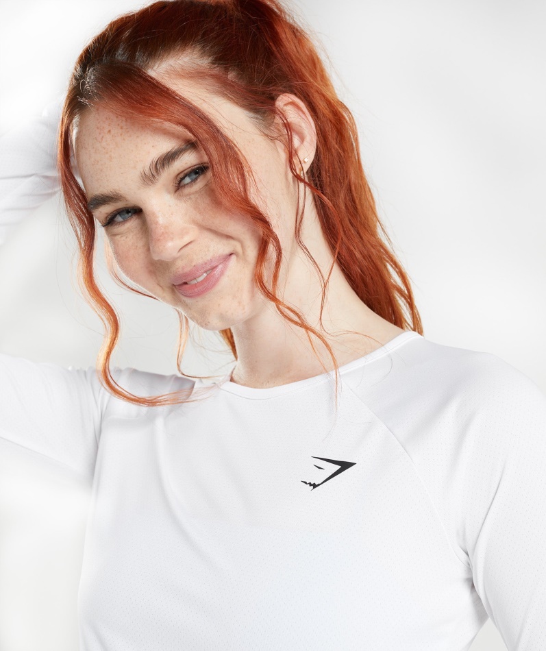 Gymshark Trening Langermet Crop Top Hvit