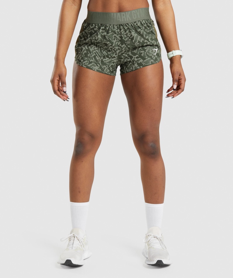 Gymshark Trening Loose Fit Shorts Grønn Print
